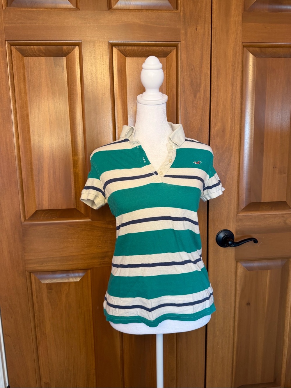 Vintage Hollister Striped collared multi color polo top women’s size L Y2K